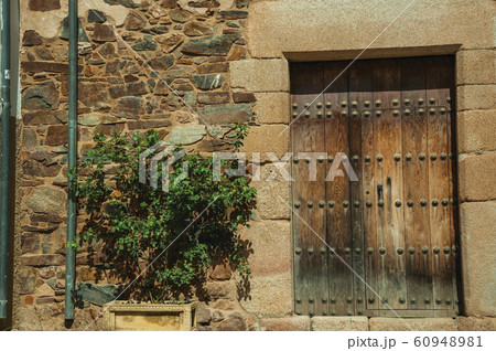 Wooden door on an old building facade Wooden door on an old building facade 60948981