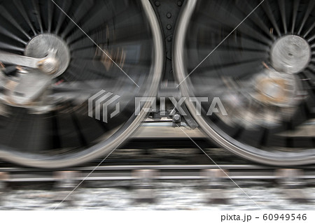 The rotating wheels of steam locomotive on 60949546