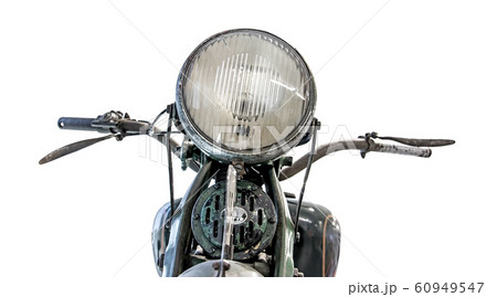 Old motorcycle, front view of light and 60949547