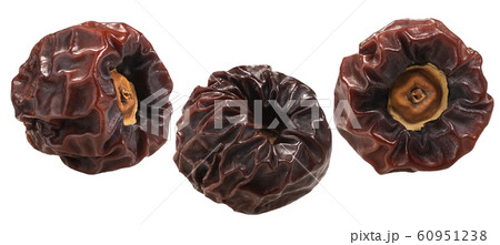 Whole Dried or sun-dried persimmons (Diospyros kaki fruits), isolated 60951238