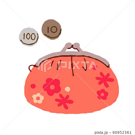 赤いがま口と硬貨 赤いがま口と硬貨 60952361