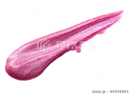 Lip gloss isolated on white. Smudged pink makeup 60956863