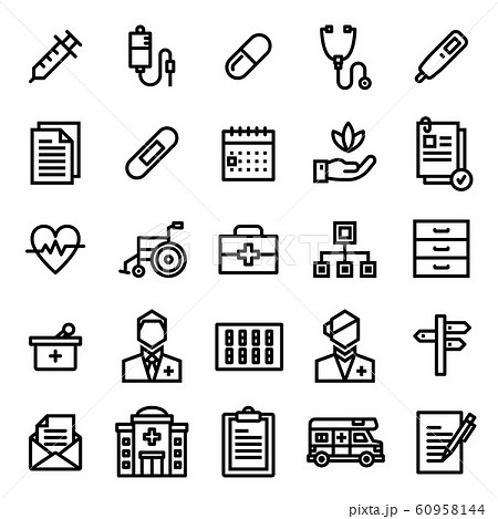 Hospital Icon Set Editable Stroke 48 48 Pixel のイラスト素材