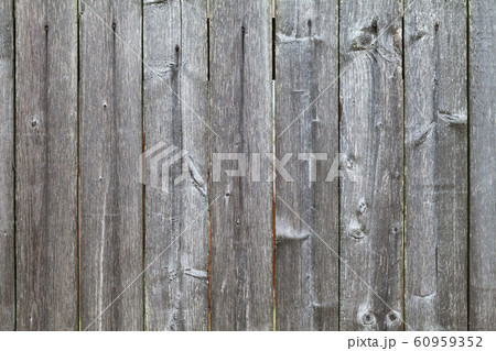Old grungy gray wooden wall front view, background 60959352