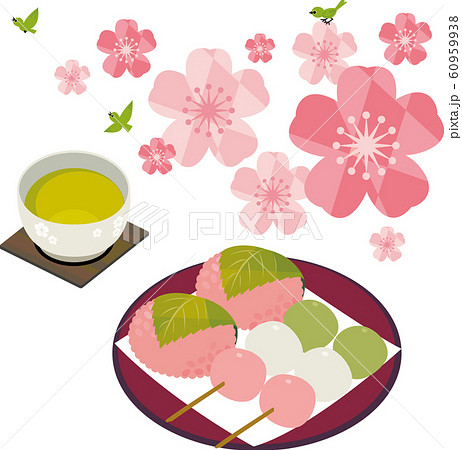 桜餅と三色団子のイラスト素材