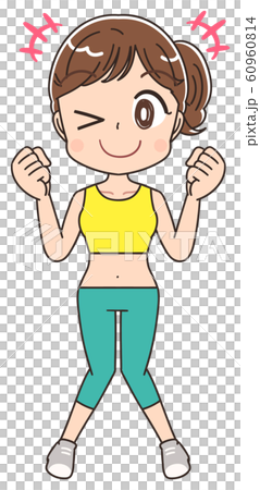 ダイエット 健康 女性 インストラクター イラスト素材 60960814