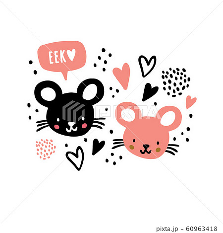Hand drawn mouses faces with speech bubble eek 60963418