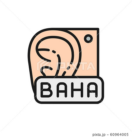 Bone Anchored Hearing Aid, BAHA flat color line icon. 60964005