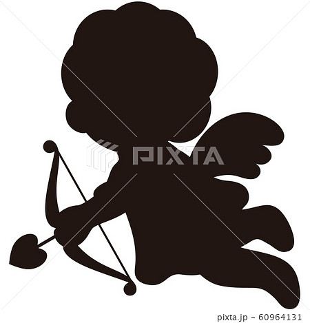 Valentine Cupid Angel Character Cute Silhouette Stock Illustration