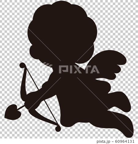 Valentine Cupid Angel Character Cute Silhouette Stock Illustration