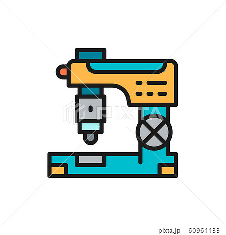 Cnc milling machine, laser metal cutting, engraving machine flat color line icon Cnc milling machine, laser metal cutting, engraving machine flat color line icon 60964433