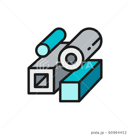 Vector steel pipes, metallurgy product flat color line icon. 60964452