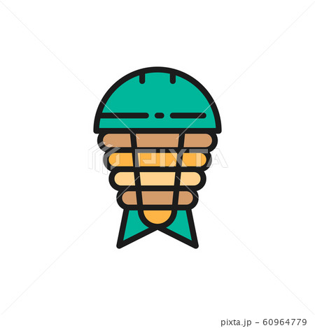 Ostracoderm, prehistoric fish, paleozoic era flat color line icon. 60964779