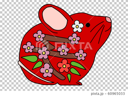 Red mouse with plum flower pattern 60965033