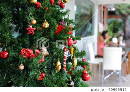 christmas tree ornament decoration in cafe christmas tree ornament decoration in cafe 60966912