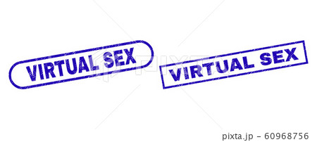 VIRTUAL SEX Blue Rectangle Stamp Seal with Grunged Texture VIRTUAL SEX Blue Rectangle Stamp Seal with Grunged Texture 60968756
