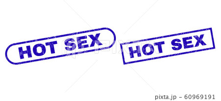 HOT SEX Blue Rectangle Stamp with Unclean Surface 60969191