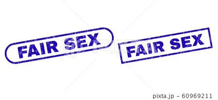 FAIR SEX Blue Rectangle Stamp Seal with Grunged Style FAIR SEX Blue Rectangle Stamp Seal with Grunged Style 60969211