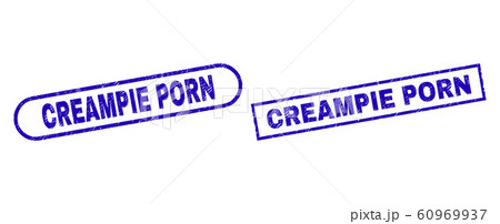 CREAMPIE PORN Blue Rectangle Seal with Distress Texture 60969937