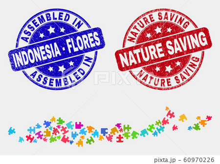 Module Flores Islands of Indonesia Map and Distress Assembled and Nature Saving Stamps 60970226