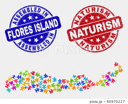 Module Flores Island of Indonesia Map and Distress Assembled and Naturism Watermarks 60970227