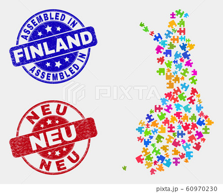 Component Finland Map and Distress Assembled and Neu Stamp Seals 60970230