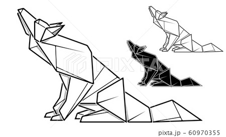 Image of paper wolf origami (contour drawing). Image of paper wolf origami (contour drawing). 60970355