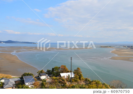 杵築城の模擬天守 最上階からの眺め〜八坂川の河口付近(大分県杵築市杵築) 杵築城の模擬天守 最上階からの眺め〜八坂川の河口付近(大分県杵築市杵築) 60970750