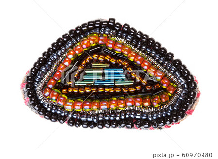 triangular brooch from glass beads and bugles triangular brooch from glass beads and bugles 60970980