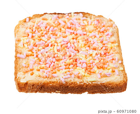 sweet toast with butter and fruithails isolated sweet toast with butter and fruithails isolated 60971080
