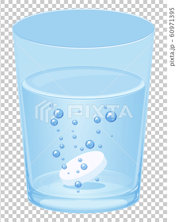 コップで発泡する錠剤イラスト 60971395