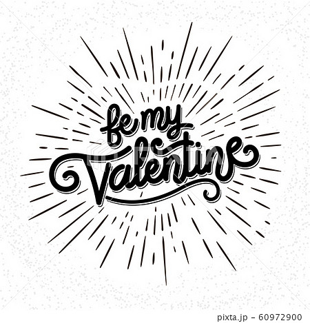 Valentines Day hand made lettering with burst rays. Holiday Vector Illustration. Lettering Composition And Light Rays Or Sunburst Valentines Day hand made lettering with burst rays. Holiday Vector Illustration. Lettering Composition And Light Rays Or Sunburst 60972900