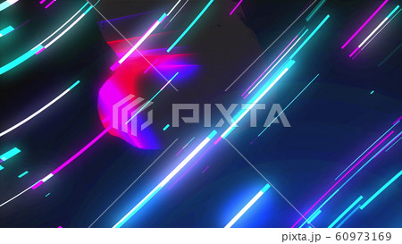 Neon composition with bright shapes like neon tunnel is in the dark space, 3d render computer generated background Neon composition with bright shapes like neon tunnel is in the dark space, 3d render computer generated background 60973169