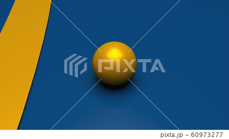 Computer generated the intersection of the golden ball and wide stripes. 3d rendering of abstract background 60973277