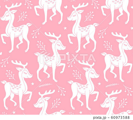 Vector seamless pattern of white doodle deer Vector seamless pattern of white doodle deer 60973588