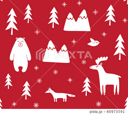 Vector seamless pattern of wild forest animals 60973591