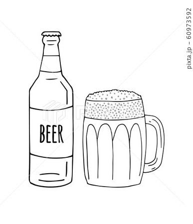 Vector hand drawn doodle beer glass and bottle 60973592