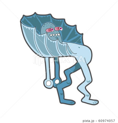 Angry cartoon blue monster. Cute illustration for prints on baby clothes. 60974057