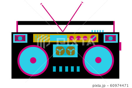 Colorful, bright, retro audio tape recorder. The  60974471