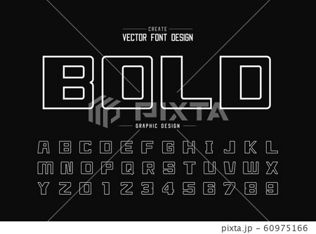 Line font and bold alphabet vector, Square typeface and number design, Graphic letter and text on black background 60975166