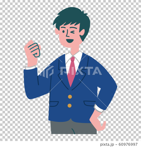 学生　男の子　拳を握っている 60976997