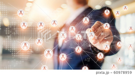 Businessman drawing global structure networking and data exchanges customer connection on office background Businessman drawing global structure networking and data exchanges customer connection on office background 60978959