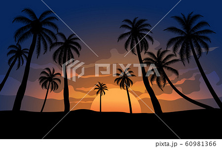 Palm Trees In Sunsetのイラスト素材