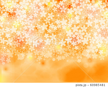 正月新年カラーのオレンジのおしゃれでキラキラしたかわいい桜の壁紙のイラスト素材 60985481 Pixta