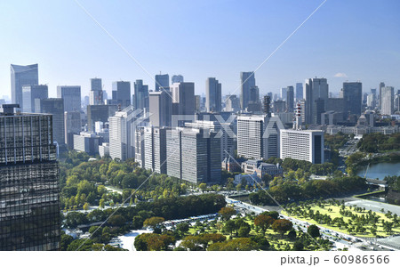日本の東京都市景観 霞が関の官庁街などを望む(奥に富士山) 日本の東京都市景観 霞が関の官庁街などを望む(奥に富士山) 60986566