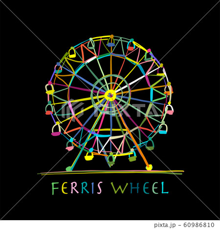 Ferris wheel at night, sketch for your design 60986810