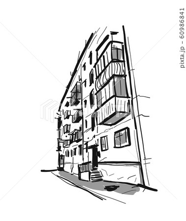 Old Apartment House, Sketch for Your Design Stock Vector - Illustration of  brick, isolated: 119320544