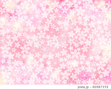 日本の花桜のキラキラ可愛いピンク色のパターン背景壁紙のイラスト素材