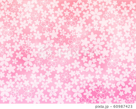 日本の花桜パターン一面のかわいいキラキラしたピンク色のおしゃれでガーリーな壁紙のイラスト素材