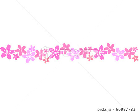日本の花かわいいピンク色の桜のラインのイラスト素材